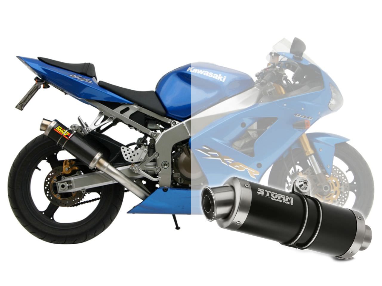 STORM GP Schwarz Kawasaki ZX-6 R 636 Auspuff 2003 bis 2004 | STORM