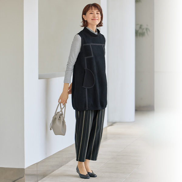 裏起毛ストライプパンツ | 京都通販ミセスのファッション館・本店