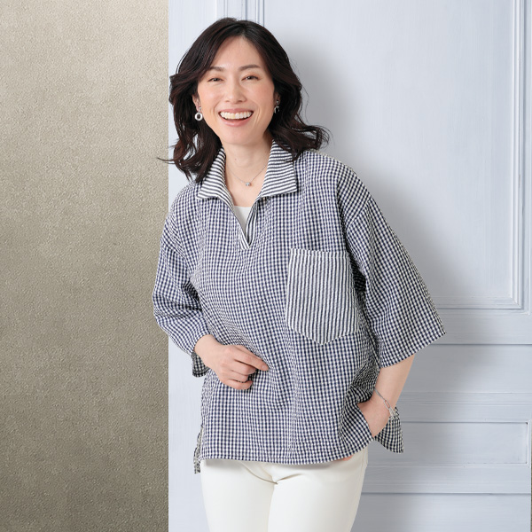 ギンガムチェックオーバーシャツ | 京都通販ミセスのファッション館・本店