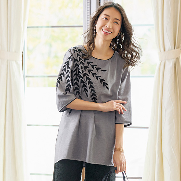 刺しゅう使いチュニックブラウス | 京都通販ミセスのファッション館・本店