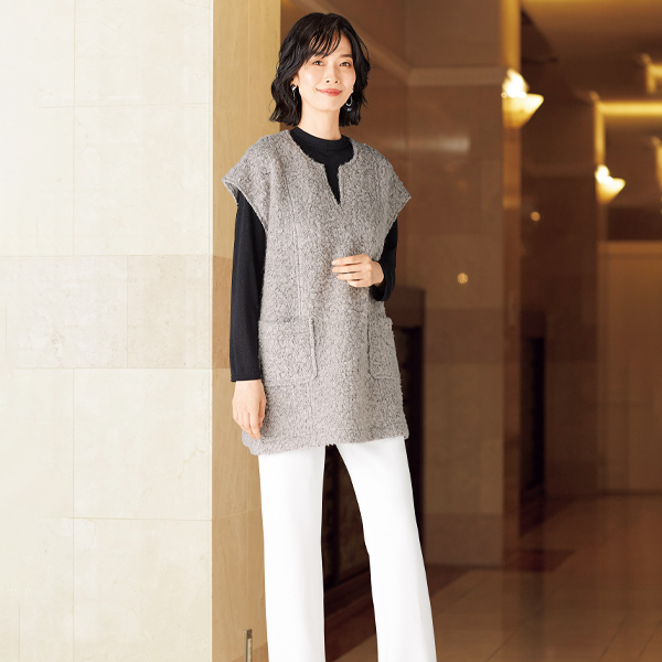 ウール混 ループツイードベスト 大きいサイズ M LL 4L | 京都通販