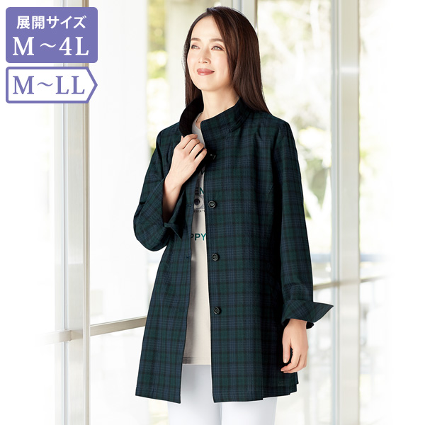 先染めサッカーチェックコート 大きいサイズ 3L 4L | 京都通販ミセスの