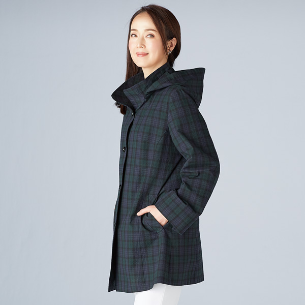 先染めサッカーチェックコート 大きいサイズ 3L 4L | 京都通販ミセスの