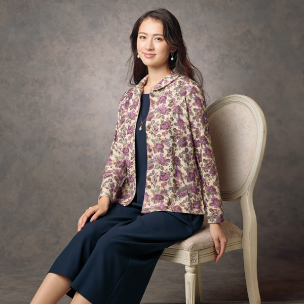 花柄プリントニットカーディガン | 京都通販ミセスのファッション館・本店