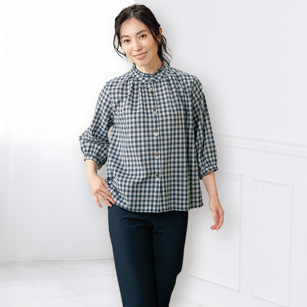 ギンガムチェックブラウス | 京都通販ミセスのファッション館・本店