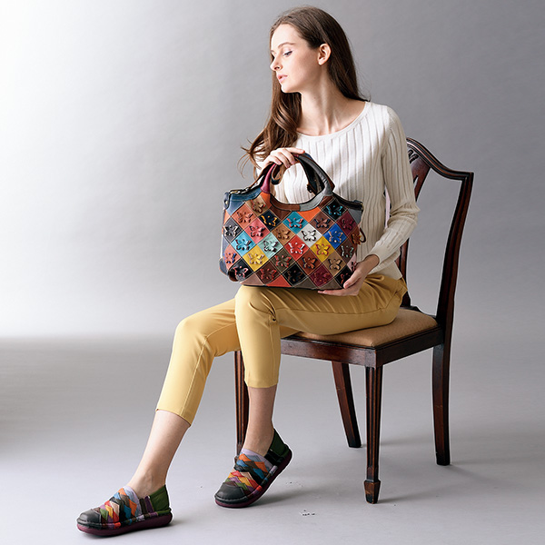 エスタシオン 牛革マルチカラー蝶モチーフ2WAYバッグ Estacion | 京都