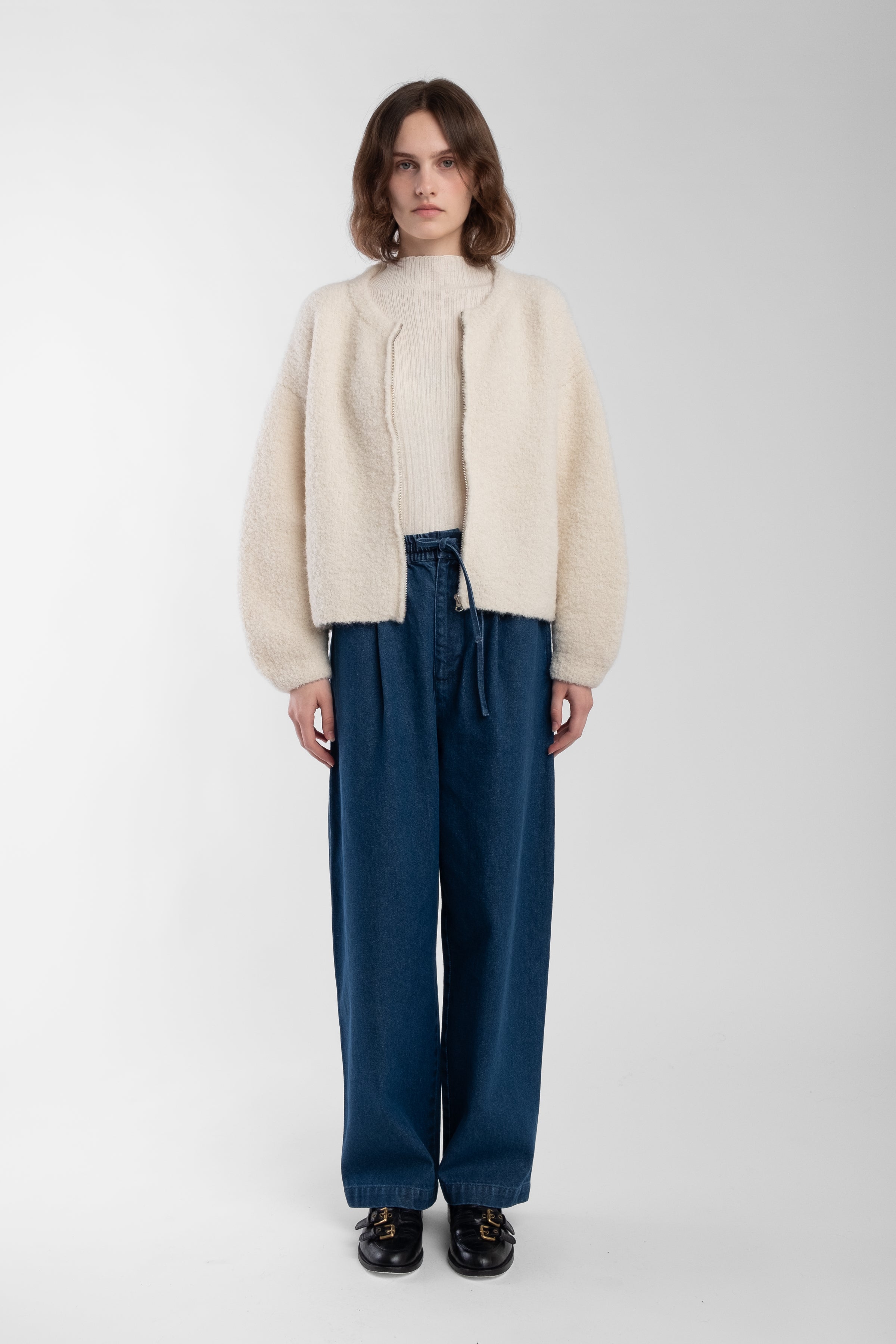 Cream Boucle Zip Cardigan – Micaela Greg