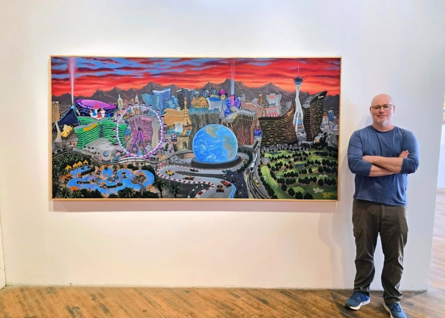 Las Vegas Skyline Original Painting - Michael Birawer