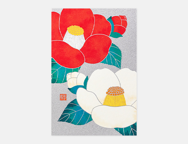 ハガキ/ポストカード｜紙シリーズ｜ポストカード 紅白つばき柄