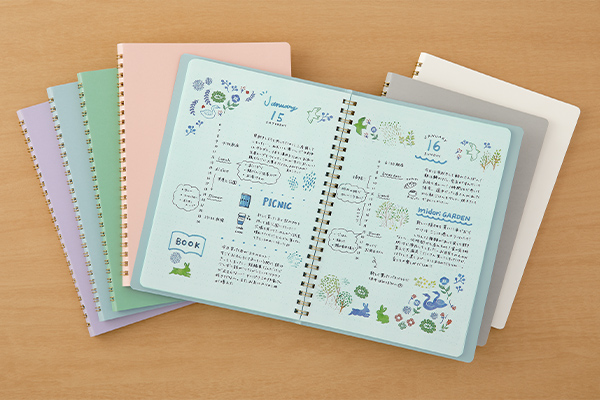 リングノート＜A5＞ カラー ドット方眼 紫(15335006)｜ミドリ