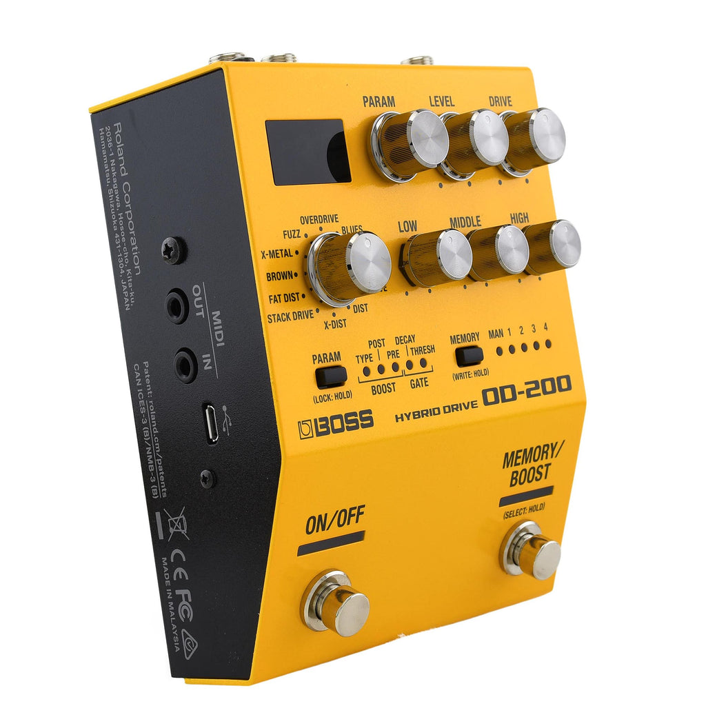 Boss OD-200 - Hybrid Drive Overdrive/Distortion Effects Pedal - Yellow