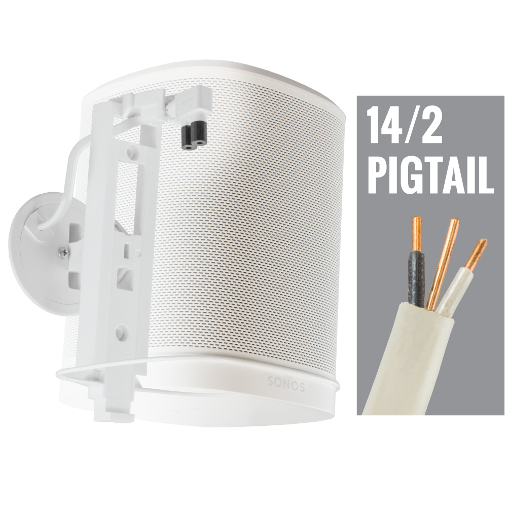 Wall Mount & Hidden Power for Sonos One & One SL, 15', White, WIP
