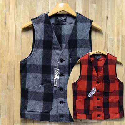 SUGAR CANE(シュガーケーン)Made in U.S.A.【WOOL CHECK WORK VEST