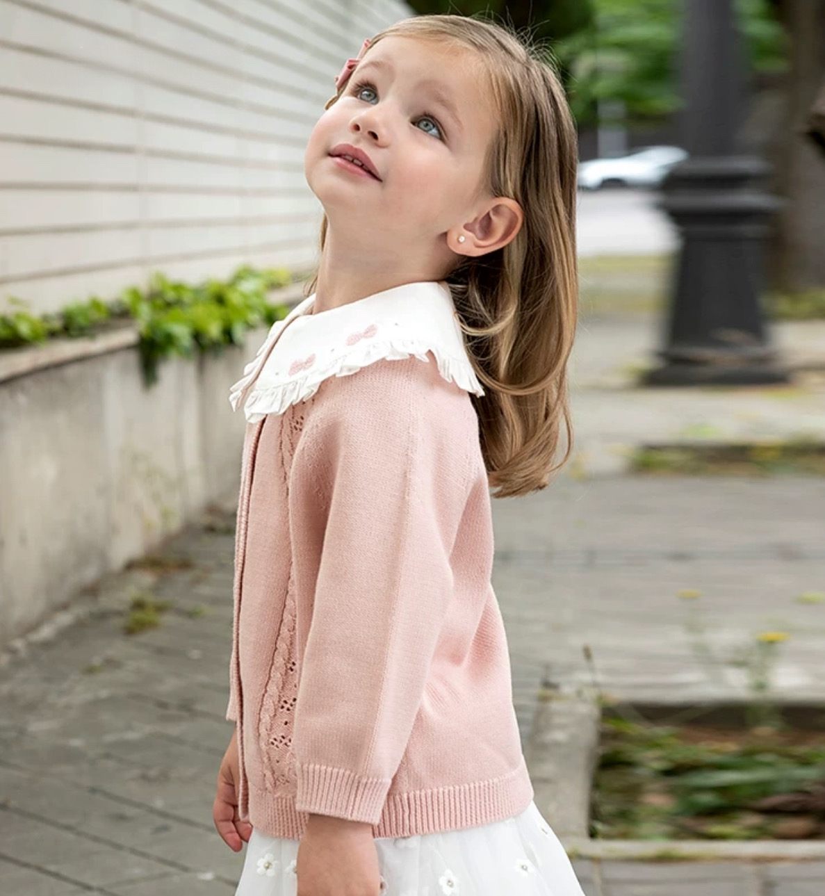 mini closet / リボンフリル襟付きニットカーディガン DB3241579