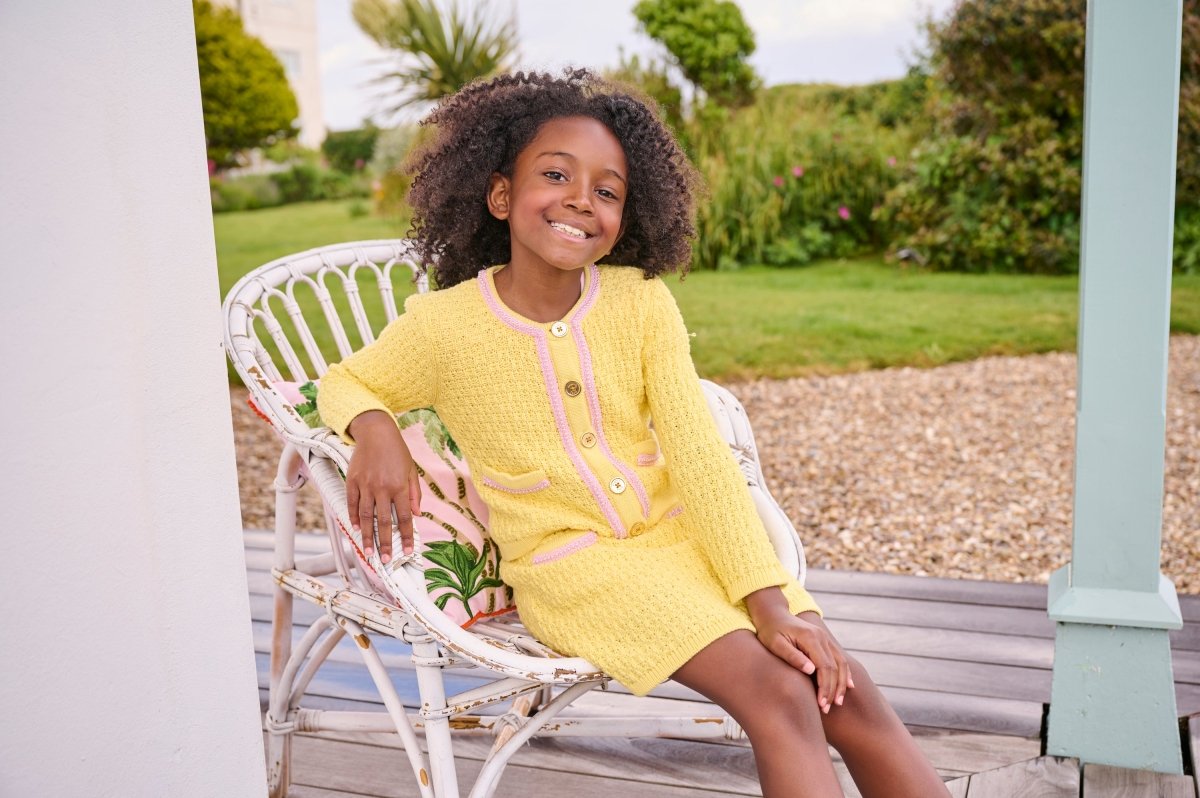 Vintage Inspired Knitted Cardigan with Pearl Trim | Mini Dreamers