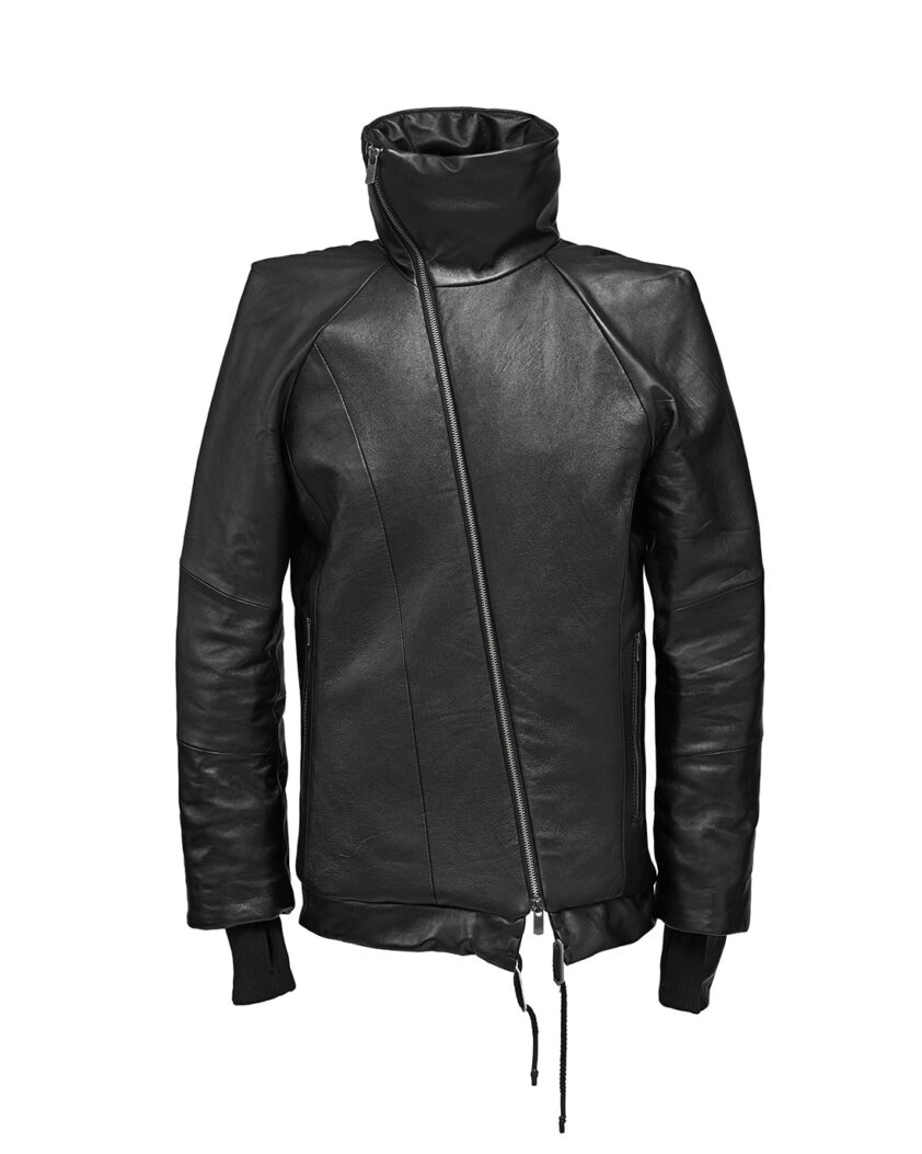 The Leather Diagonal Zip Winter Jacket - MINOAR.COM
