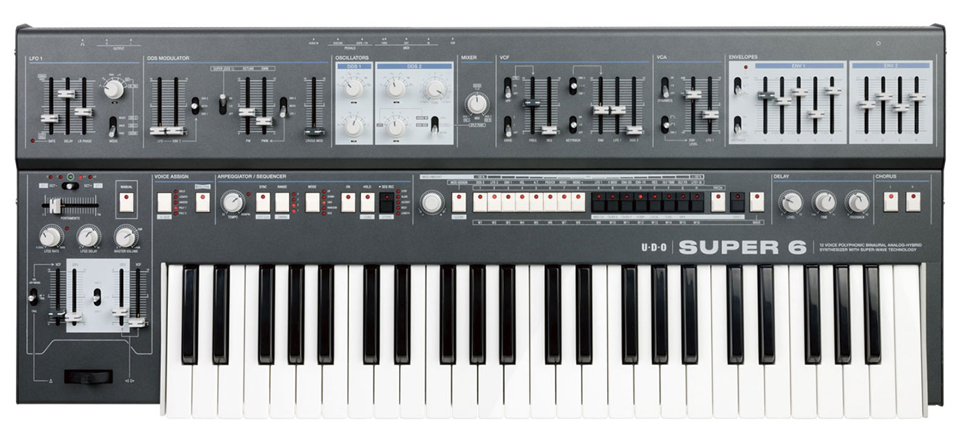 UDO AUDIOが12ボイス・アナログハイブリッド・シンセサイザーSUPER 6を