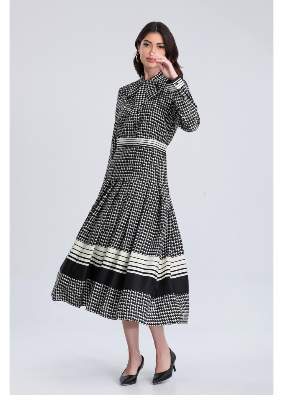 Houndstooth Midi Dress | MissFinchNYC