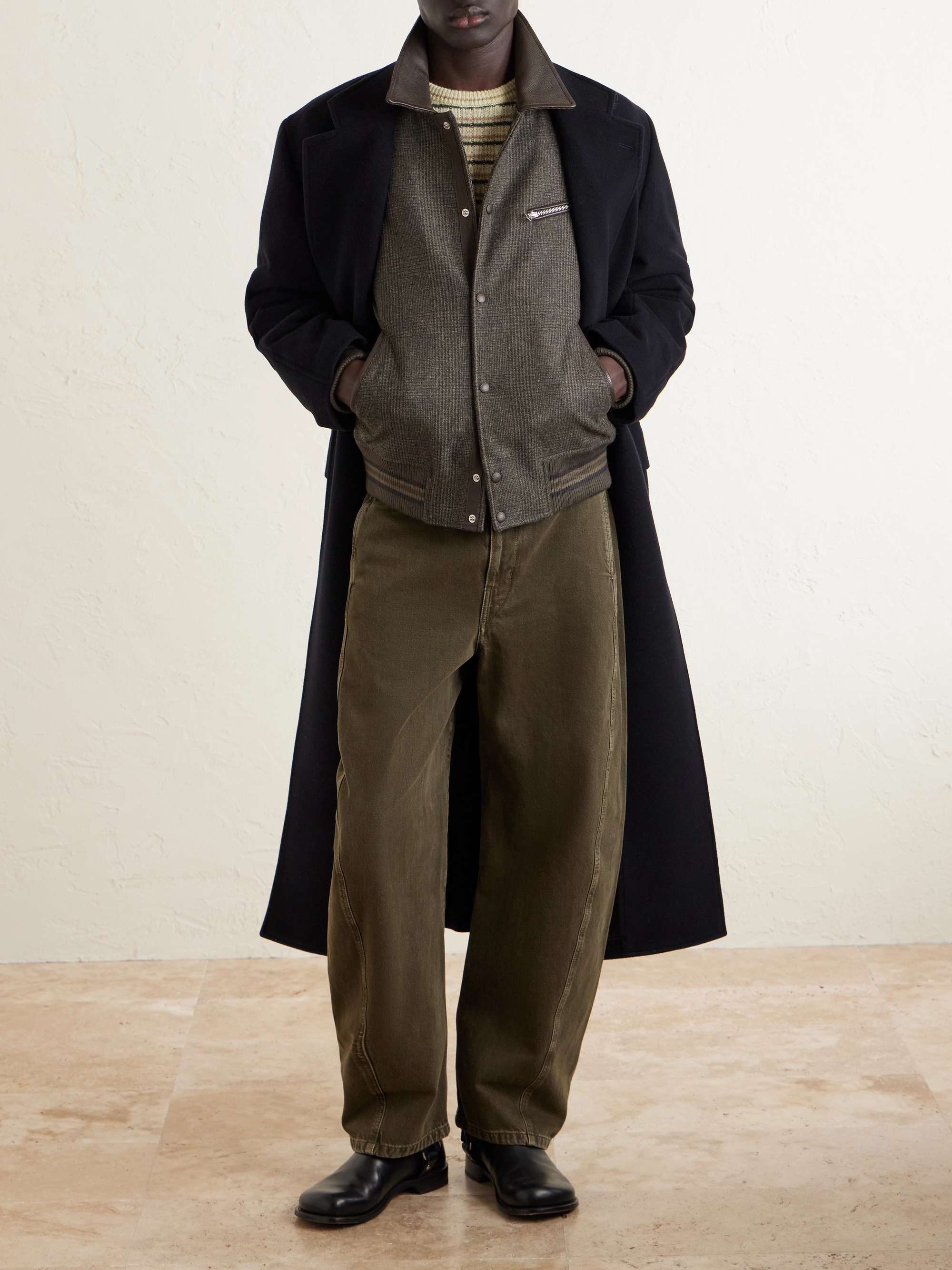 WTAPS® Logo-Appliquéd Panelled Melton Wool-Blend Jacket for Men