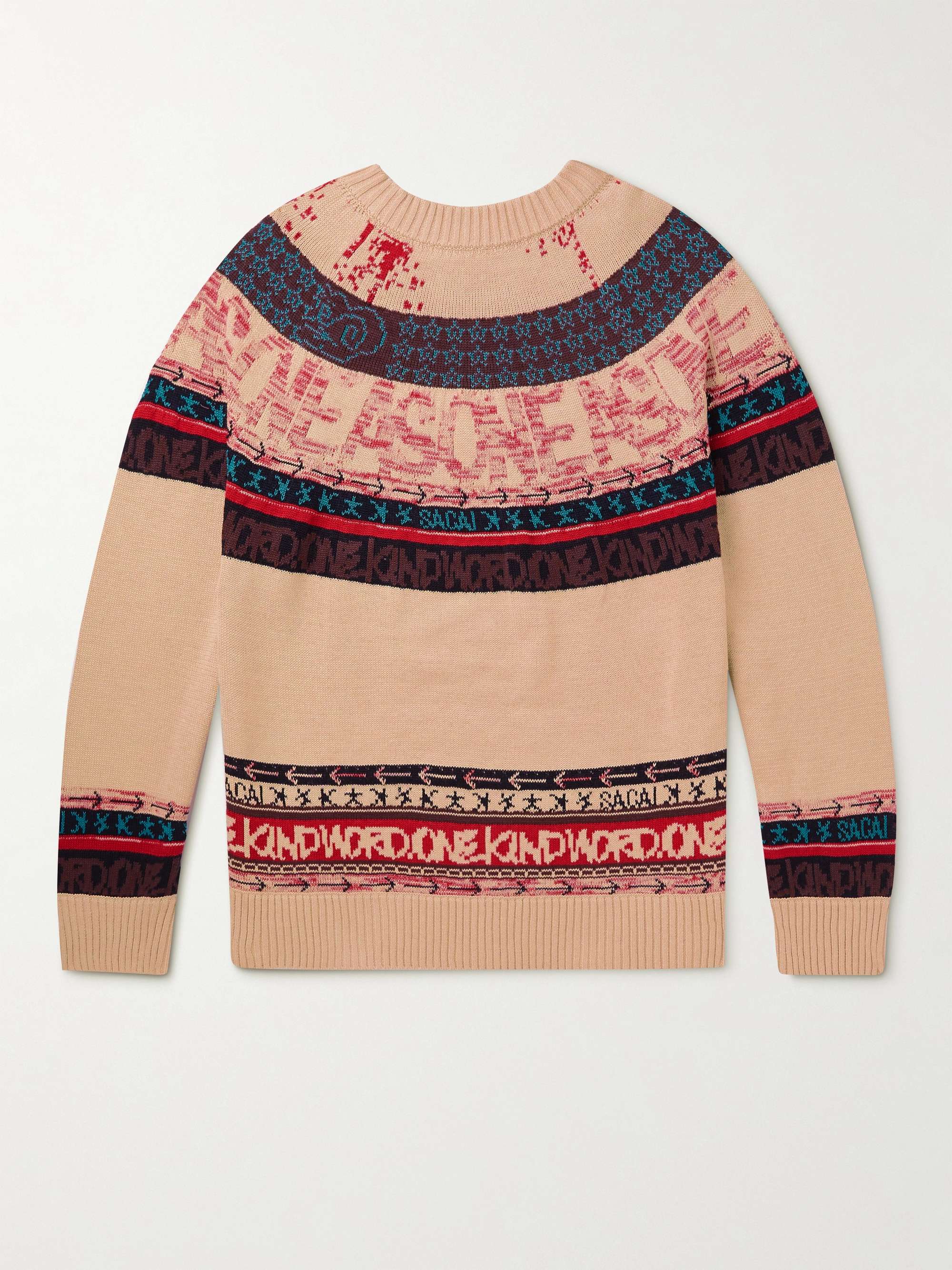 SACAI + Eric Haze Fair Isle Cotton-Jacquard Sweater for Men | MR