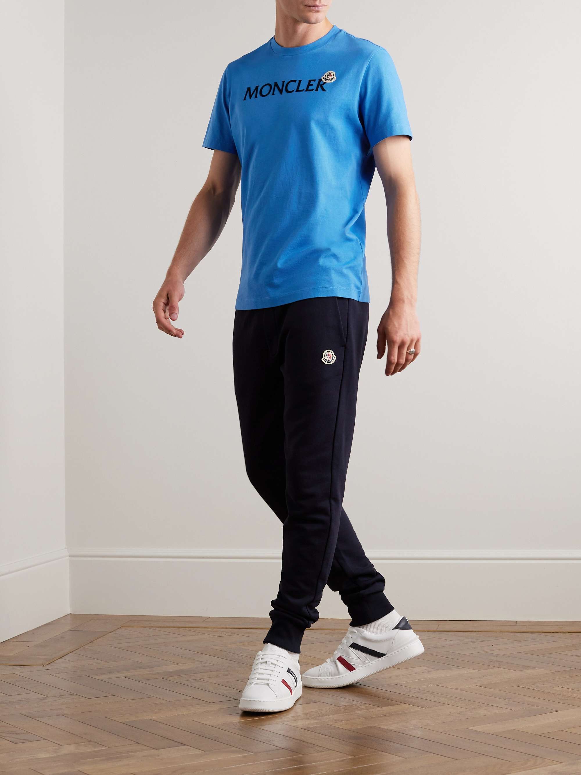 MONCLER Slim-Fit Logo-Flocked Cotton-Jersey T-Shirt for Men | MR