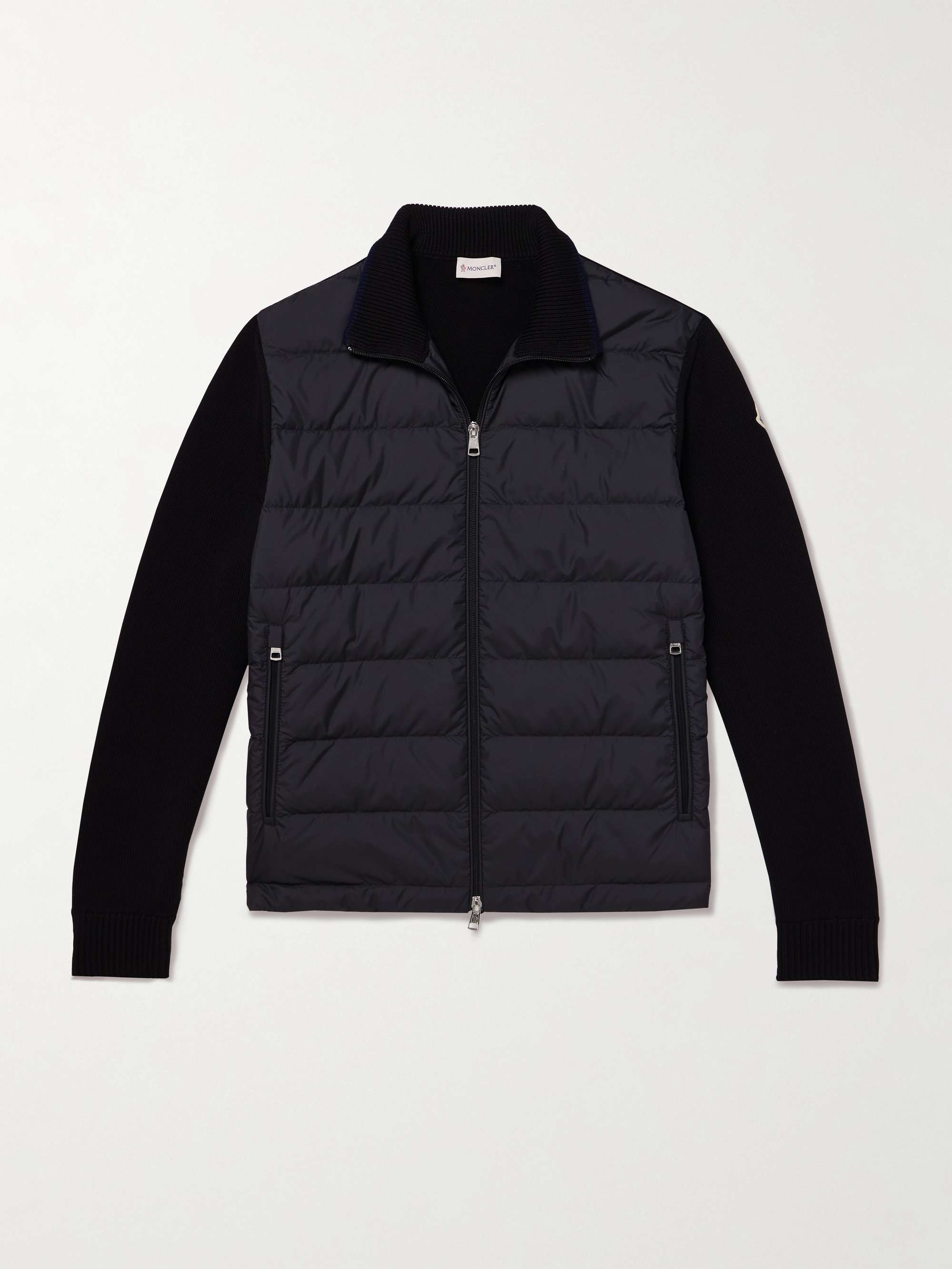 MONCLER Logo-Appliquéd Quilted Shell-Panelled Cotton Down Cardigan