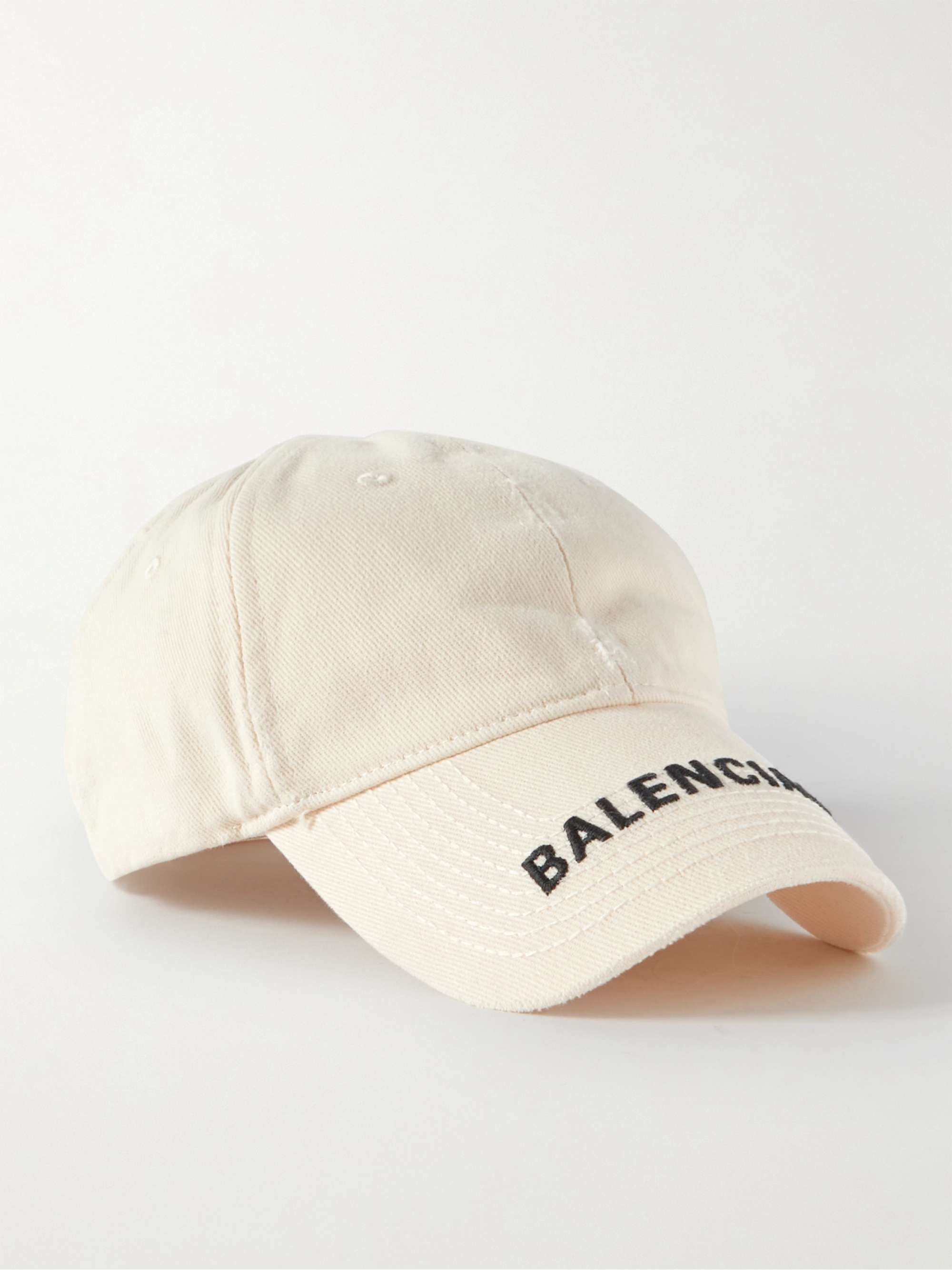 BALENCIAGA Logo-Embroidered Distressed Cotton-Twill Baseball Cap