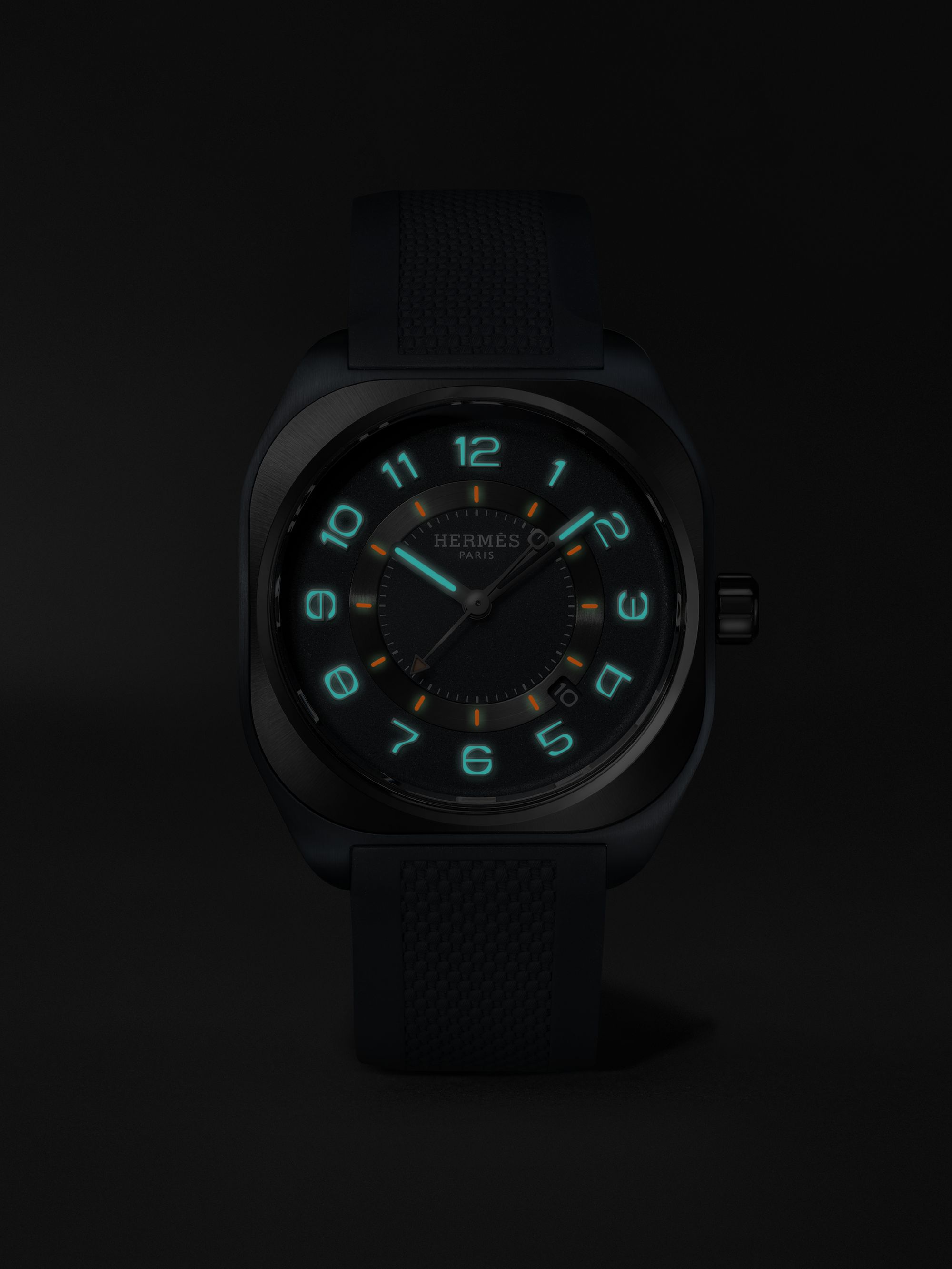 HERMÈS TIMEPIECES H08 Automatic 42mm Titanium and Rubber Watch