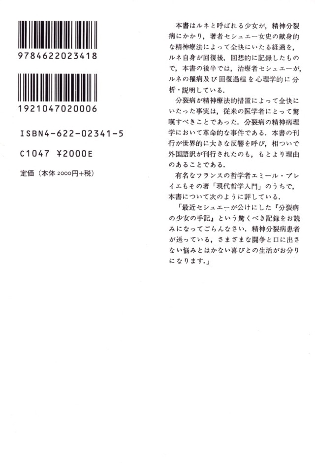 分裂病の少女の手記【改訂版】 | 心理療法による分裂病の回復過程