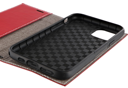 iPhone 11 Pro Max 薄型PUレザーフラップケース「PRIME」 レッド