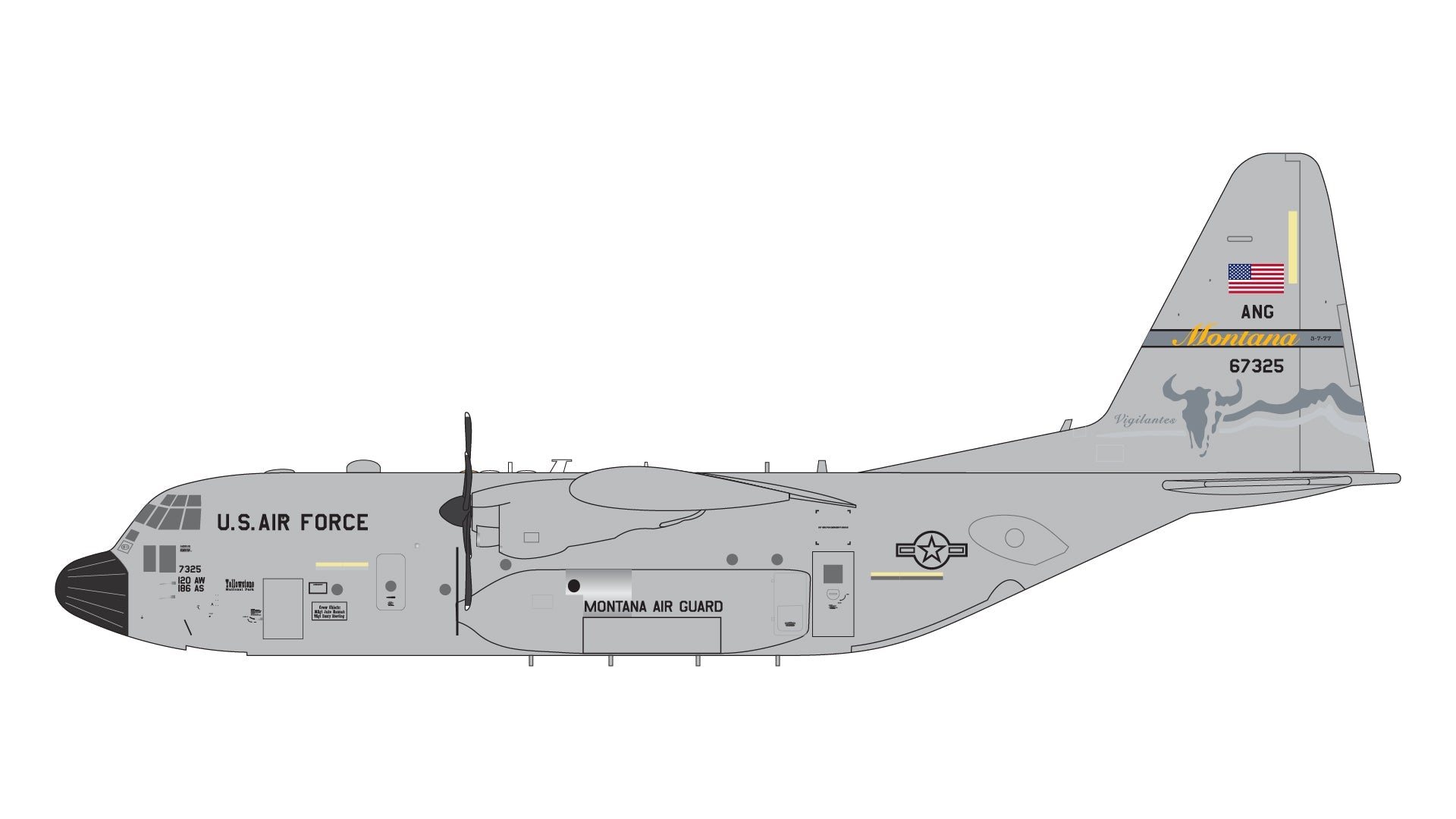 Gemini Jets G2AFO1410 1:200 U.S. Air Force C-130H Hercules 96-7325