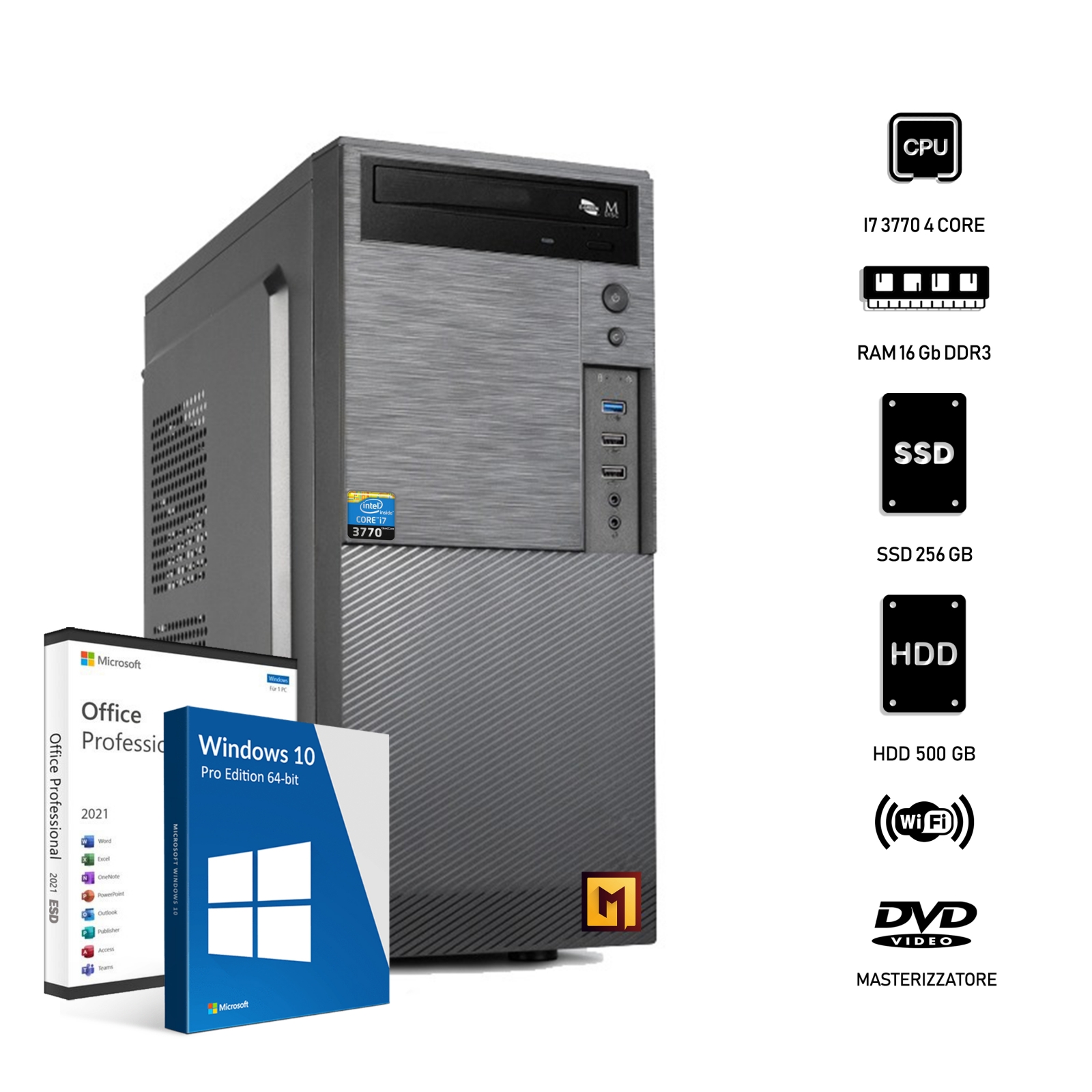 Multimedia Shopping - DESKTOP PC Assemblato, CPU Intel i7 3770 4