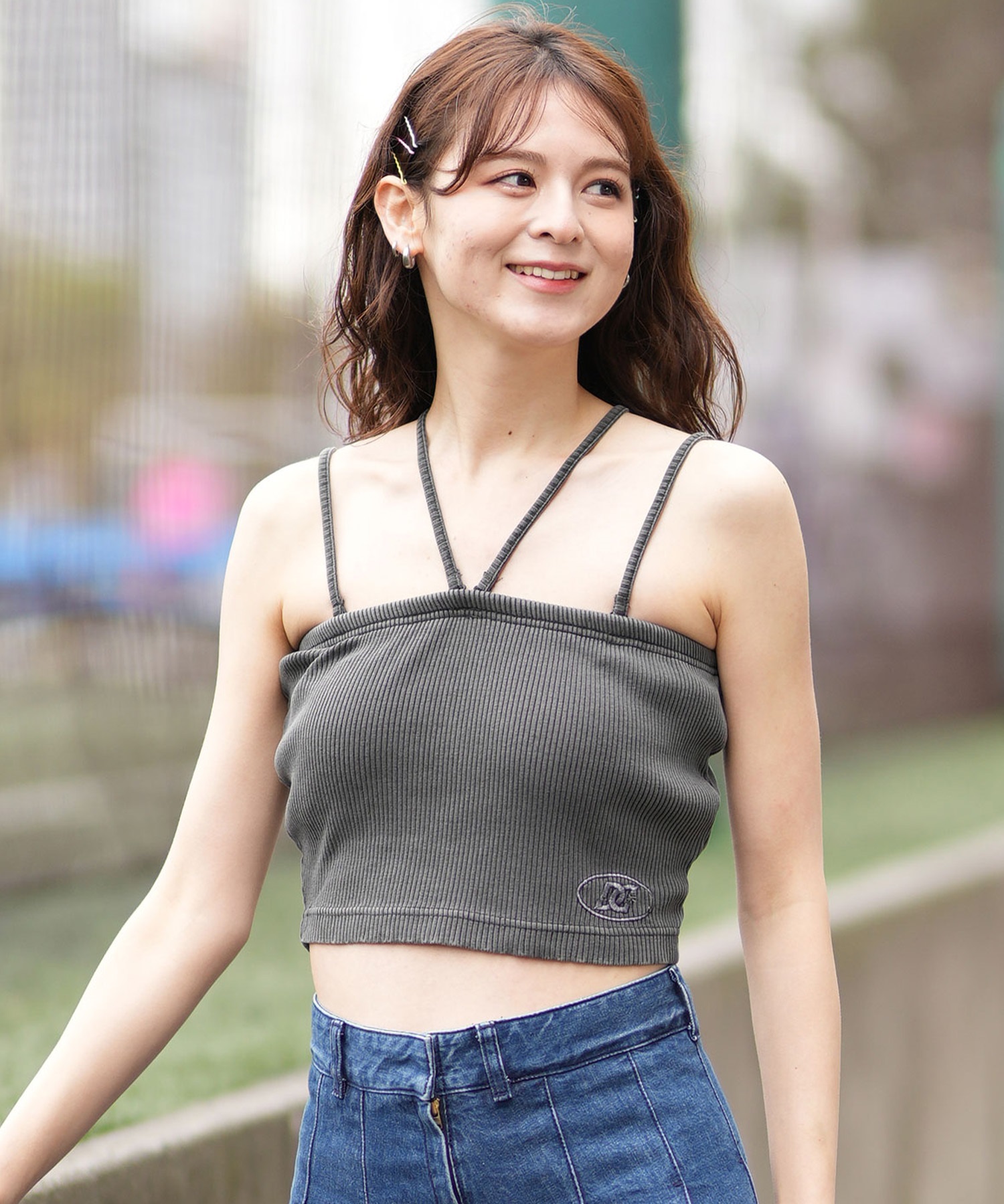 DC ディーシー キャミソール タンクトップ レディース リブ クロップド