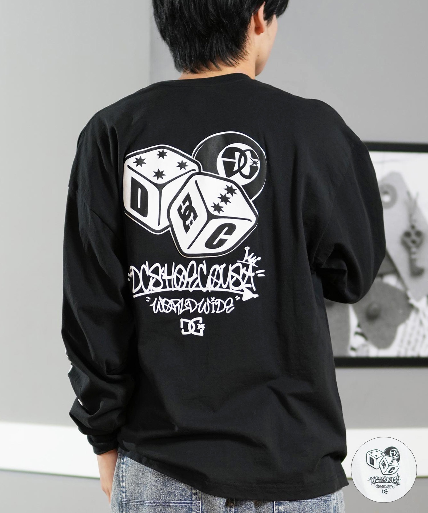 DC ディーシー 長袖 Tシャツ メンズ ロンT クルーネック バック