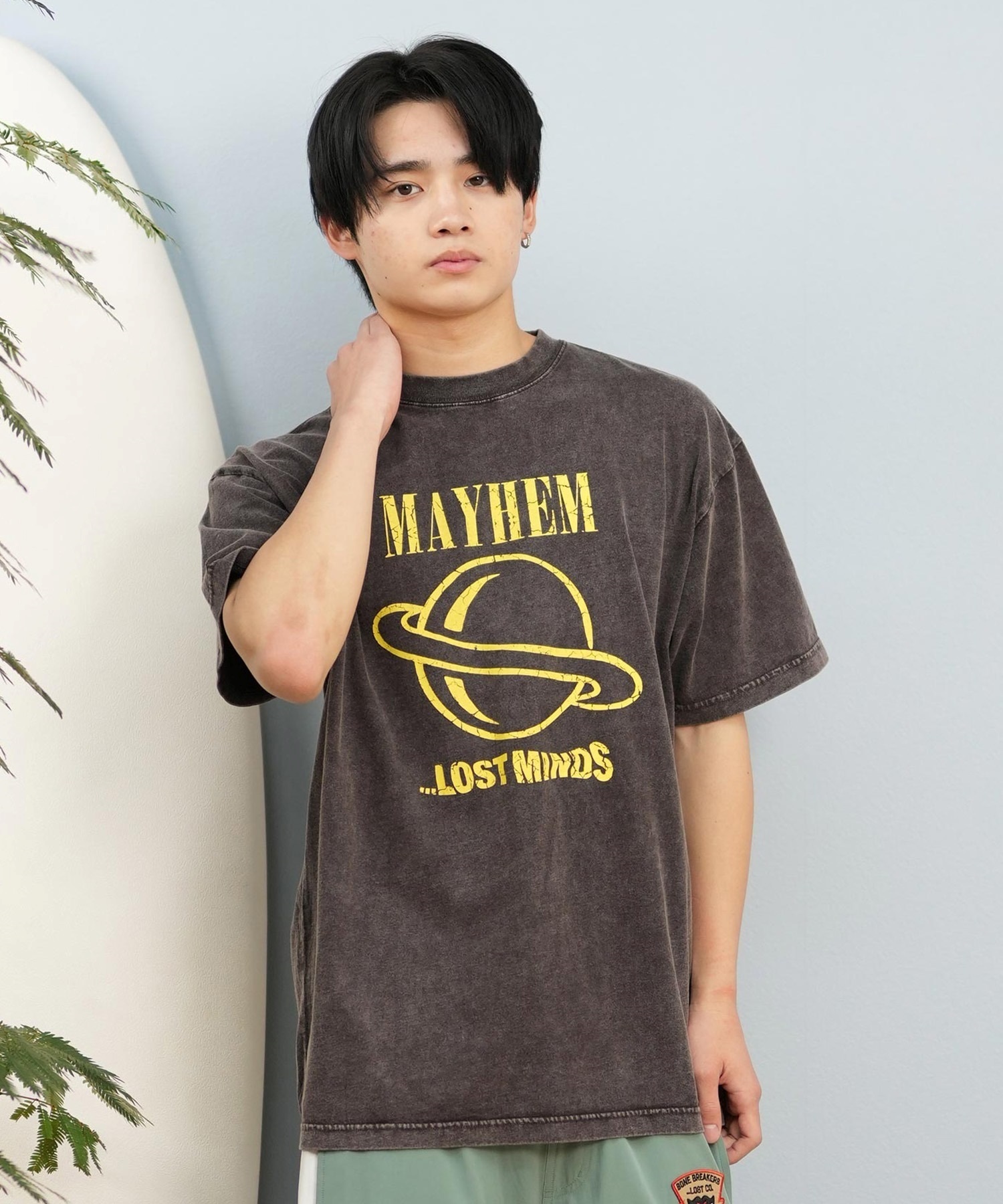 LOST ロスト 半袖 Tシャツ メンズ フロントプリント バンドT L25S-2108