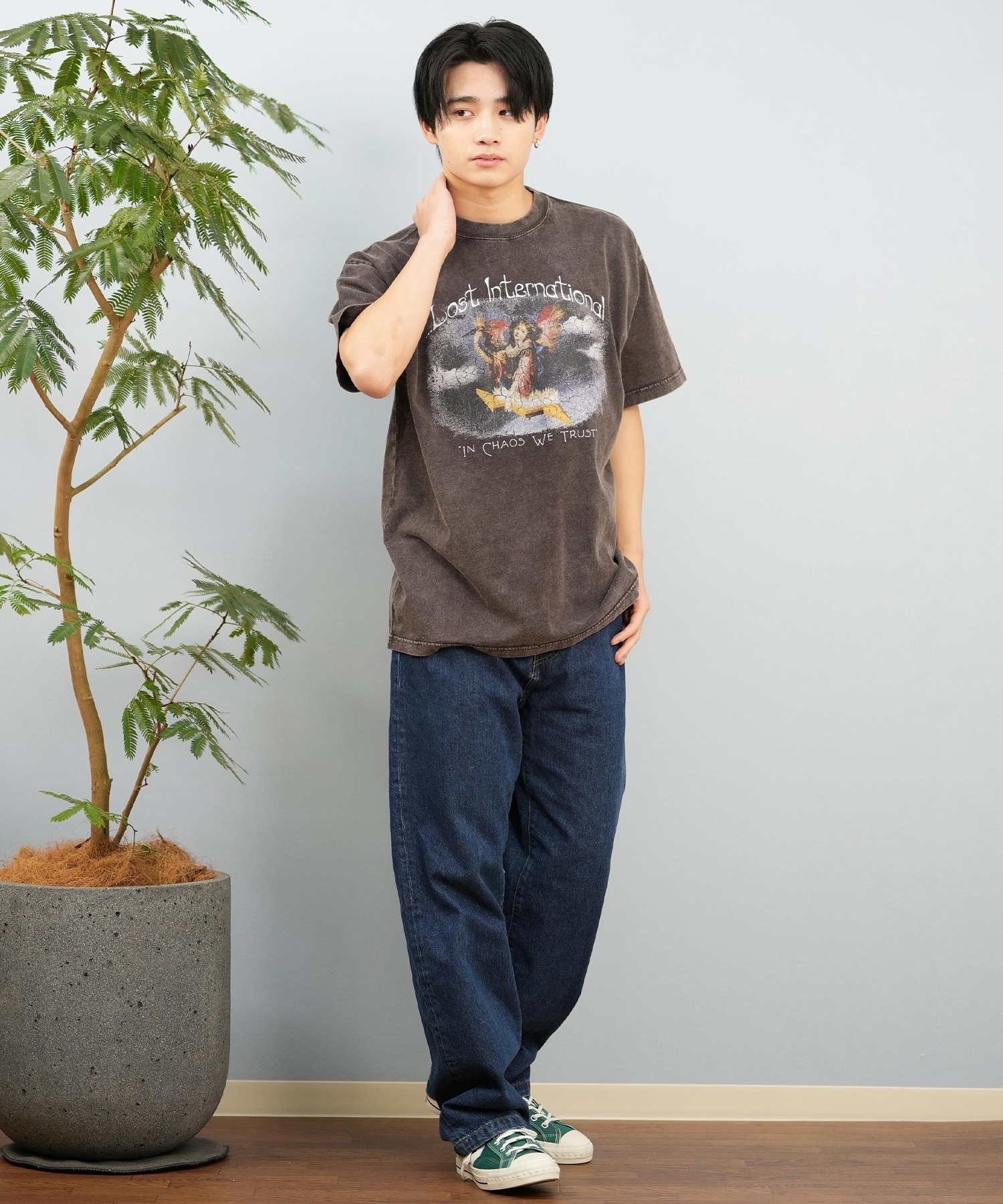 LOST ロスト 半袖 Tシャツ メンズ フロントプリント バンドT L25S-2108