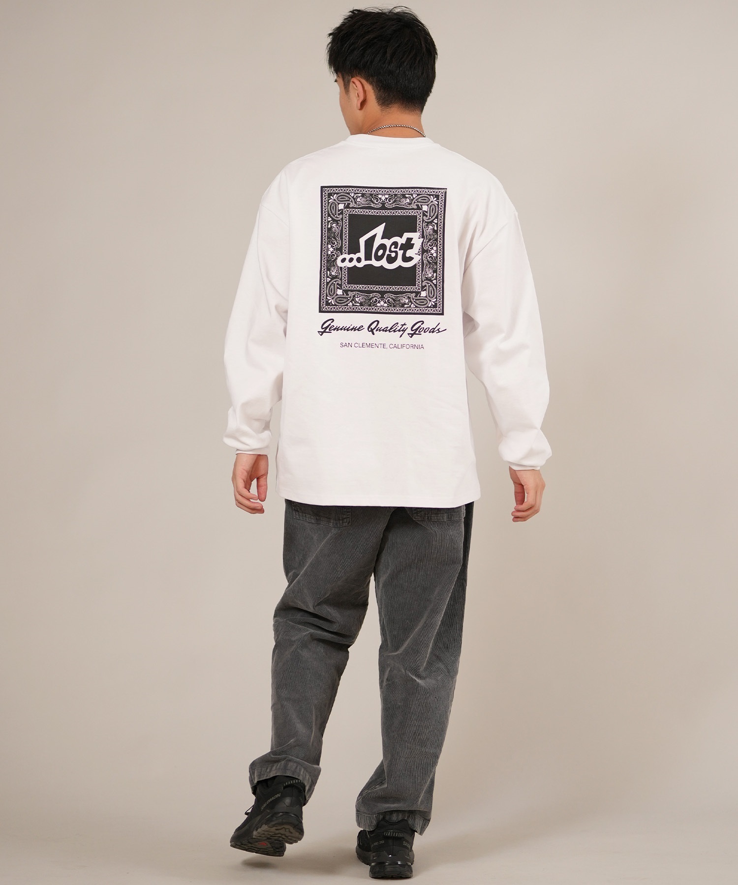 LOST ロスト 長袖 Tシャツ ロンT メンズ バックプリント ペイズリー柄