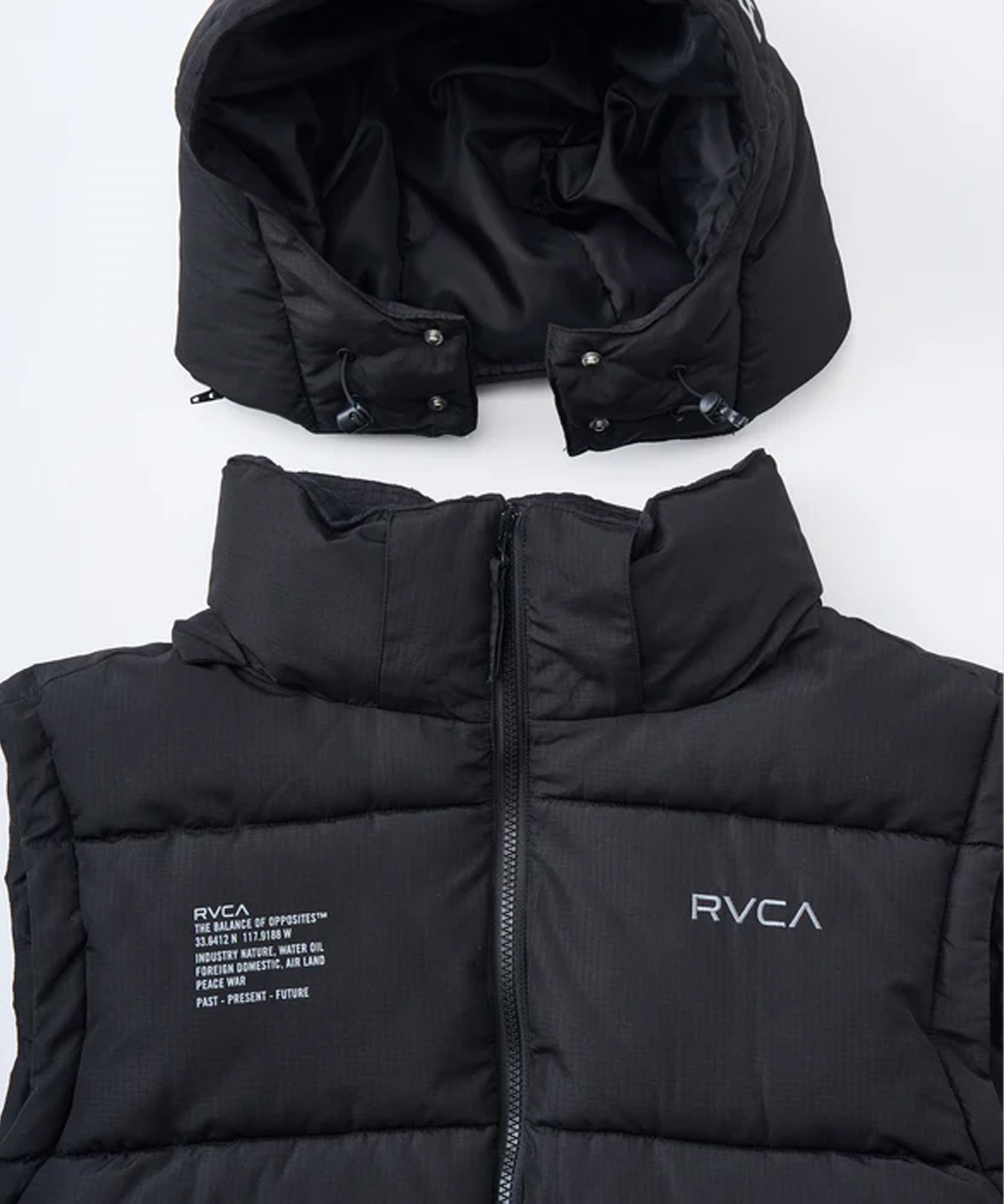 RVCA ルーカ ダウン ベスト メンズ シンプル バックプリント ロゴ