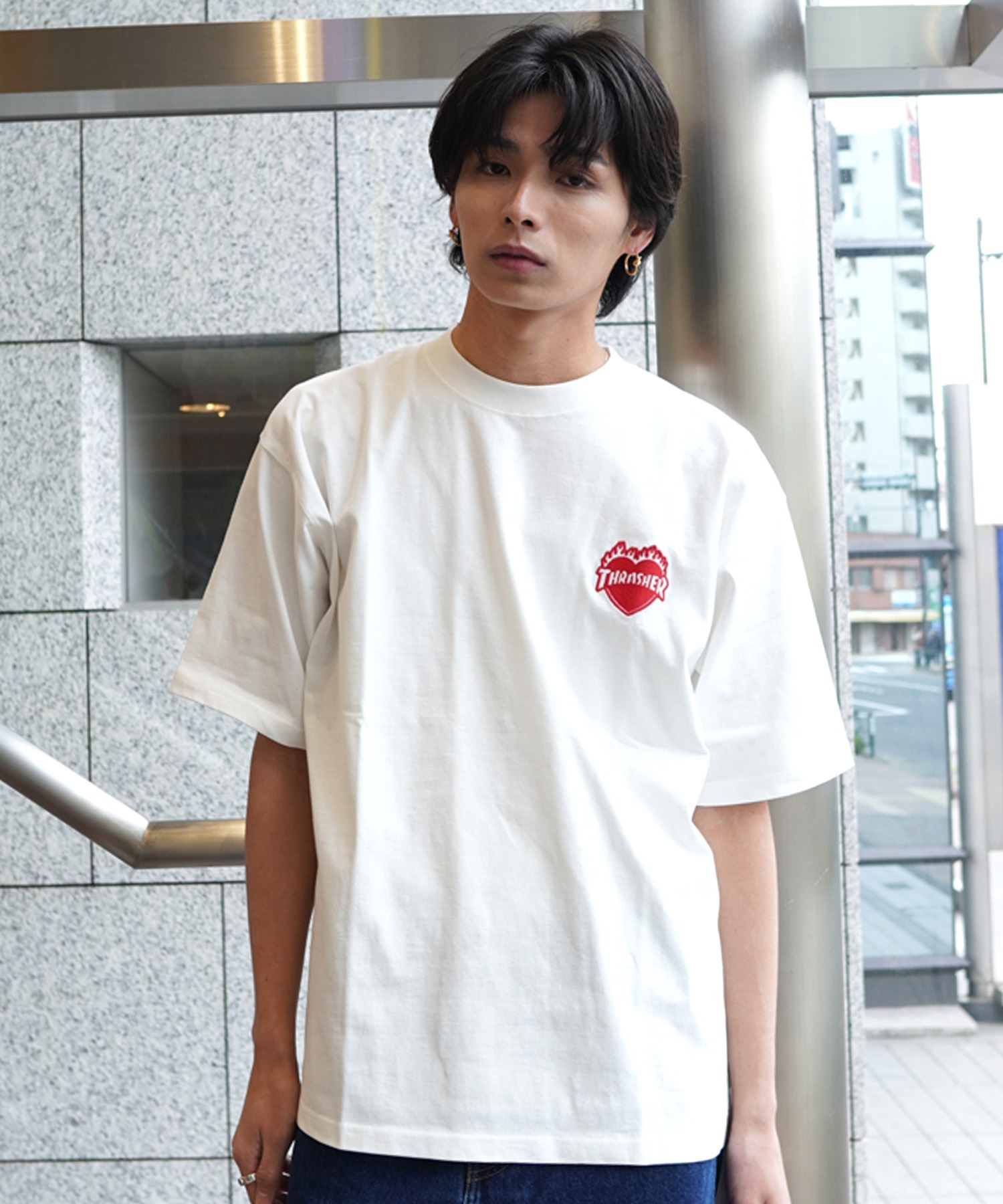 THRASHER スラッシャー メンズ 半袖 Tシャツ バーニングハートロゴ