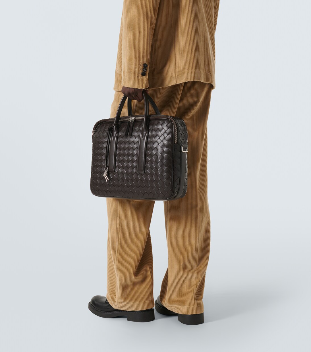 Getaway Intrecciato leather briefcase in black - Bottega Veneta