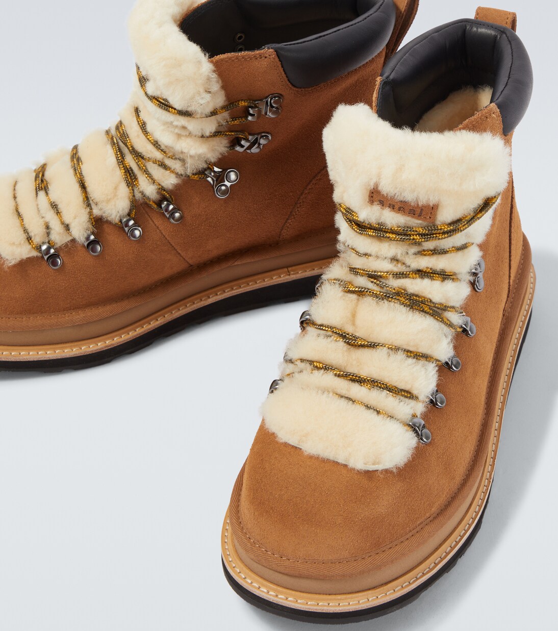 x UGG suede and shearling hiking boots in brown - Sacai | Mytheresa