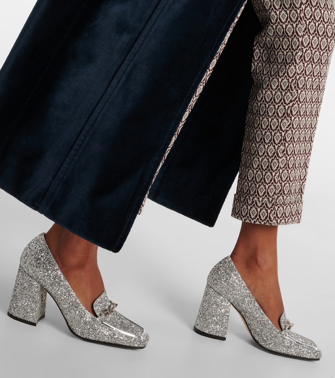 Diamond Tilda 85 glitter loafer pumps in silver - Jimmy Choo