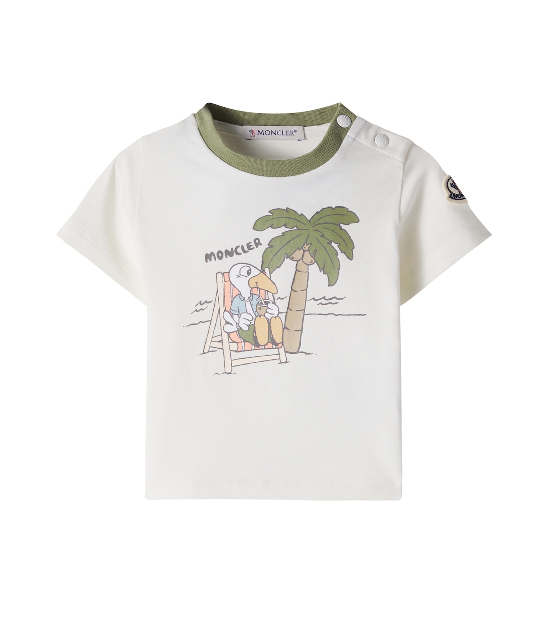 Baby logo printed cotton-blend T-shirt in white - Moncler Enfant
