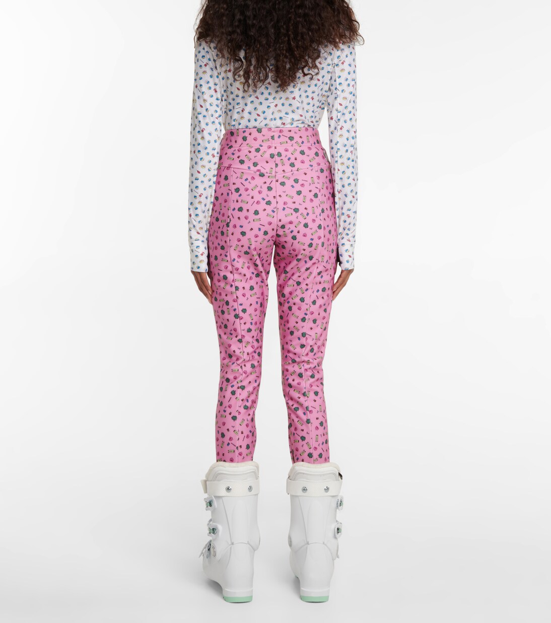x Naj-Oleari 3 Moncler Grenoble printed stirrup ski pants in pink