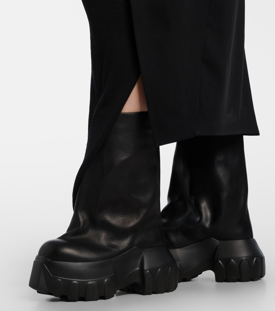 Mega Tractor leather mid-calf boots in black - Rick Owens | Mytheresa