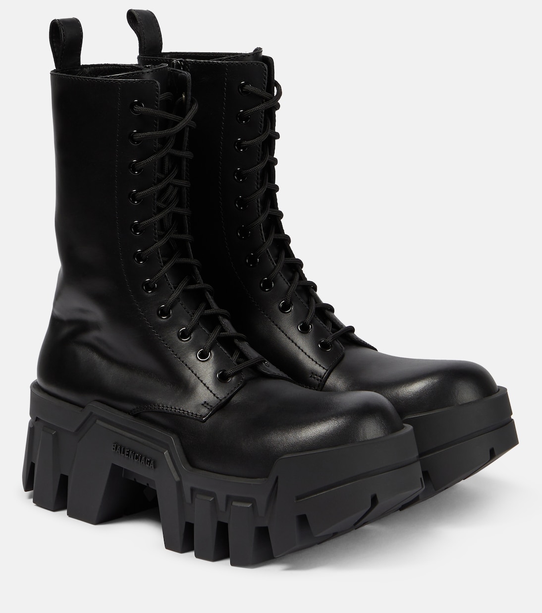 Bulldozer lace-up leather ankle boots in black - Balenciaga