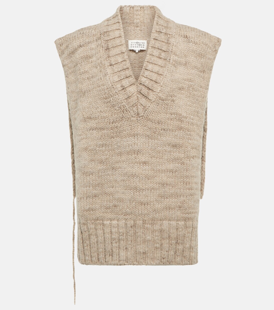 Alpaca, cotton, and wool sweater vest in beige - Maison Margiela