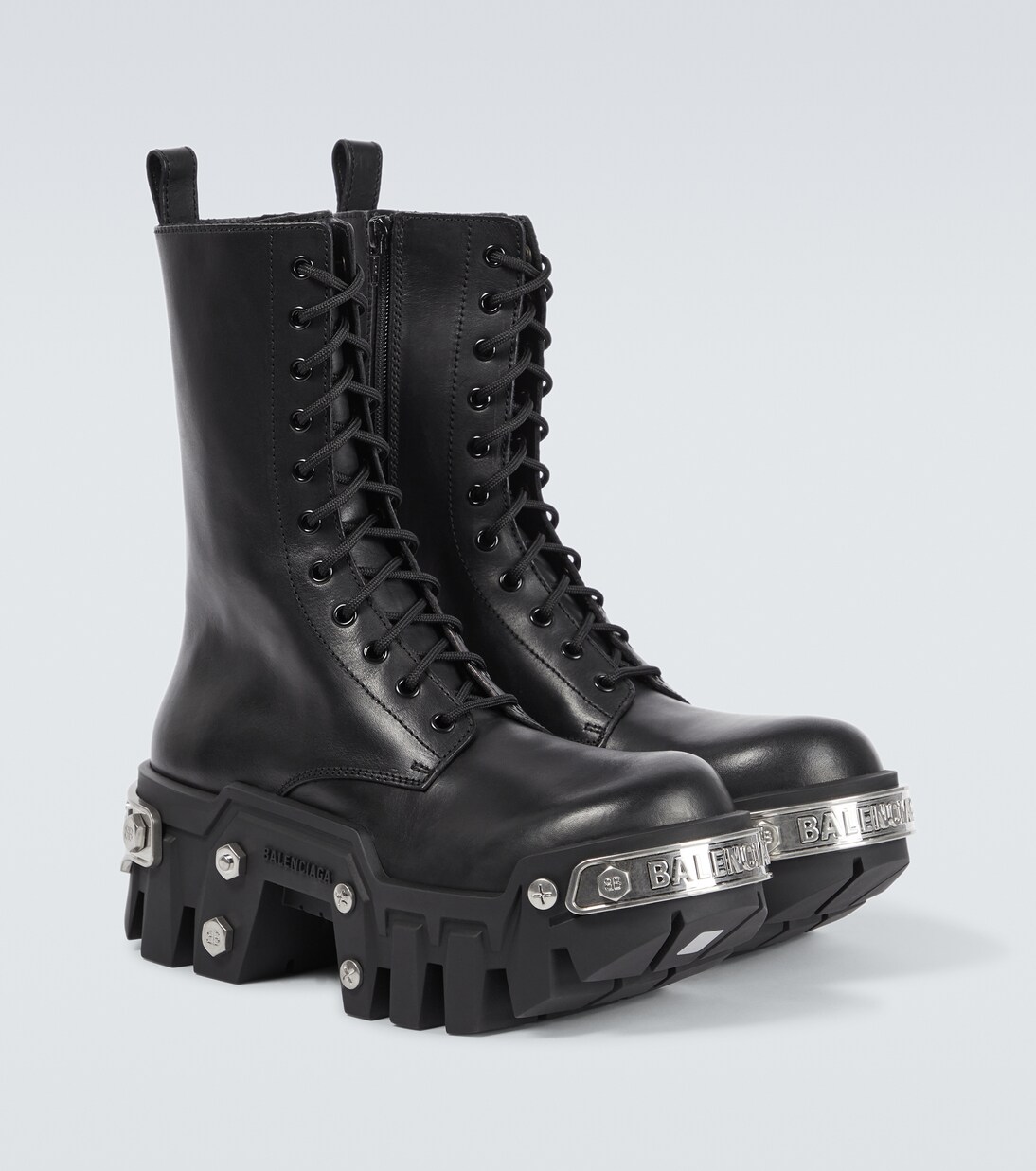 Bulldozer leather lace-up boots in black - Balenciaga | Mytheresa