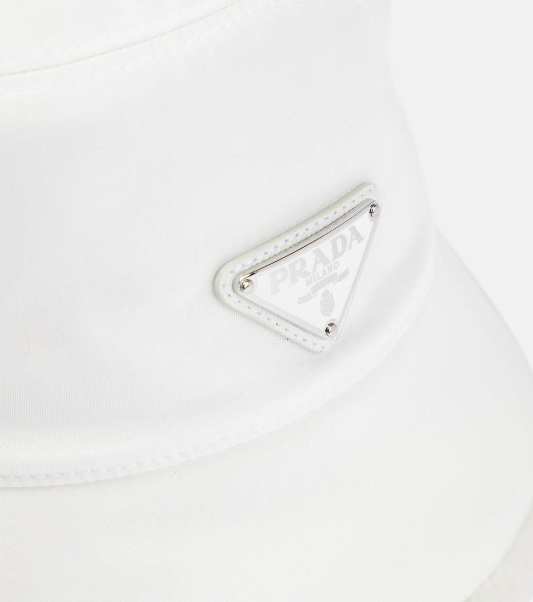 Re-Nylon shearling-trimmed bucket hat in white - Prada | Mytheresa