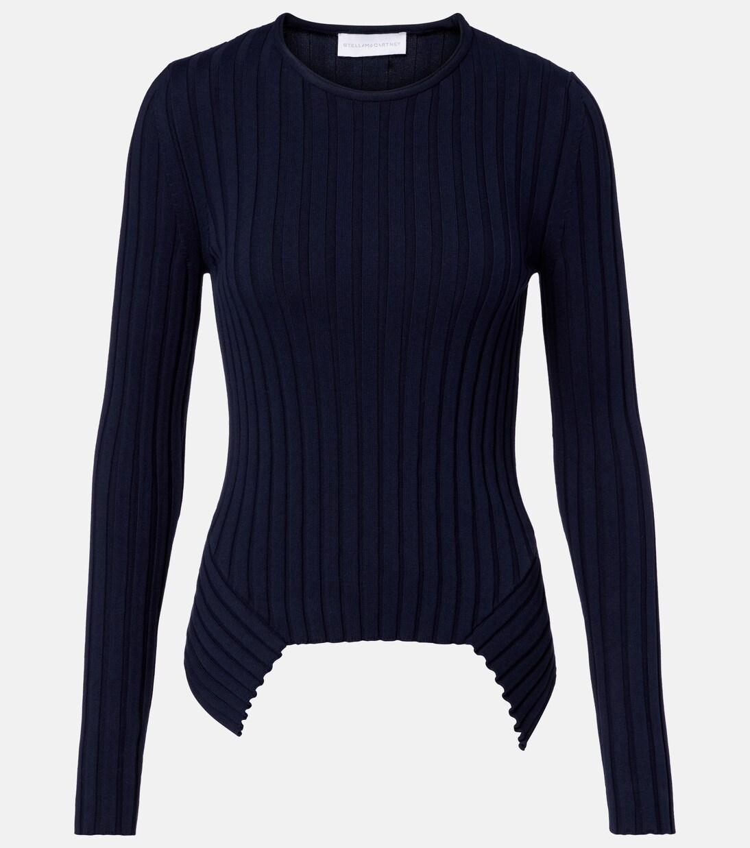 Ribbed-knit cotton sweater in blue - Stella Mc Cartney | Mytheresa